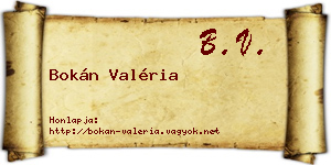 Bokán Valéria névjegykártya